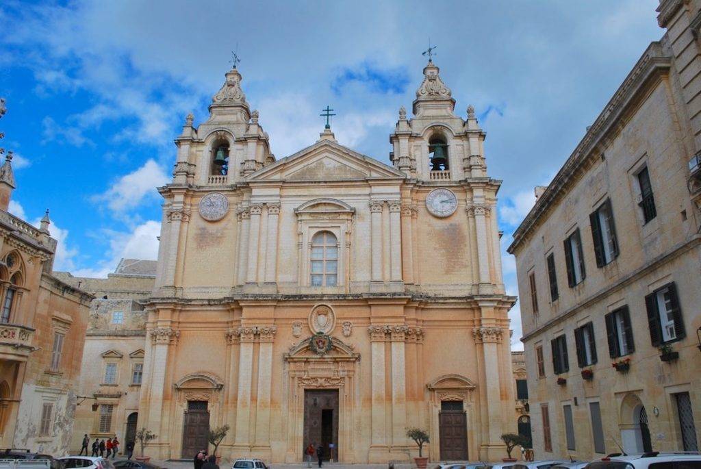 Outside of St Pauls Cathedral Mdina