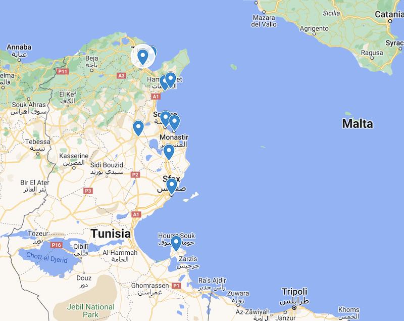 2 week Tunisia Itinerary Map