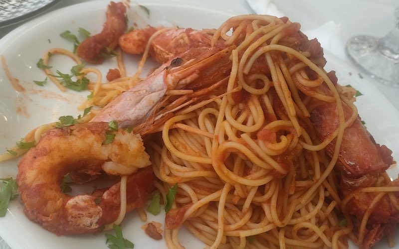 Shrimp pasta Trata restaurant Nea Makri
