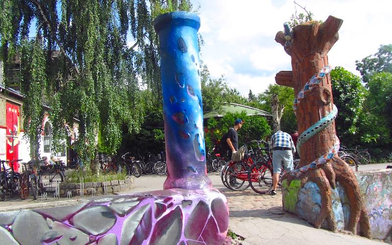 Artistic tree stumps Freetown Christiania Copenhagen
