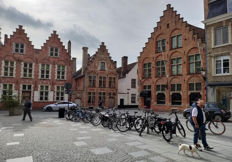 Houses and bicycles in Bruges Belgium