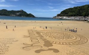 La Concha Beach San Sebastian sand art