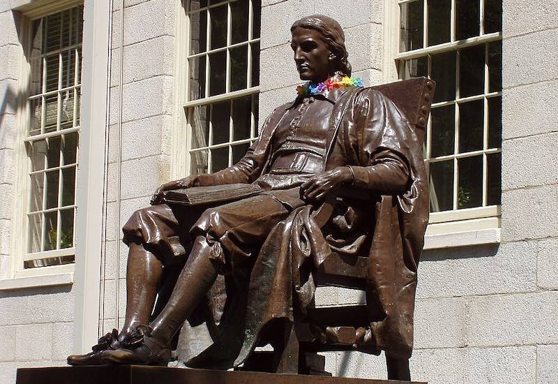 John Harvard statue at Harvard University Boston